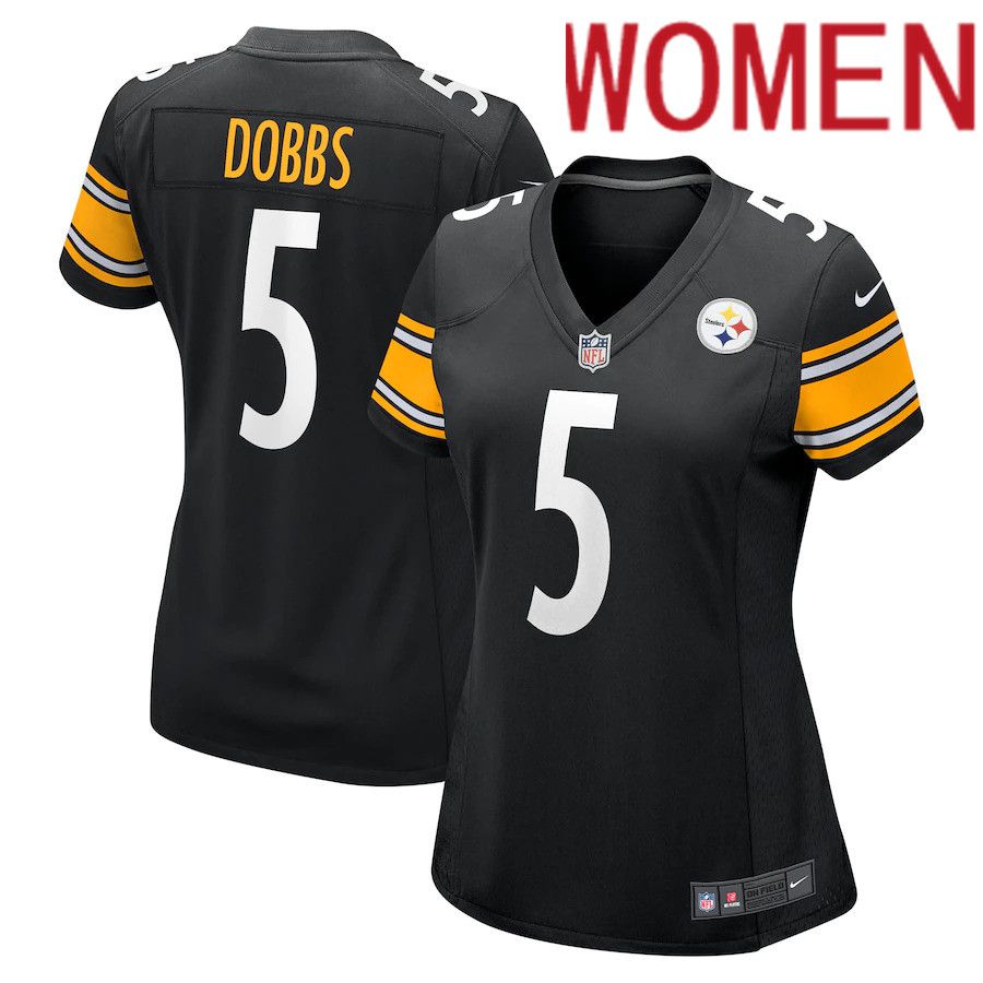 Women Pittsburgh Steelers #5 Joshua Dobbs Nike Black Team Game NFL Jersey